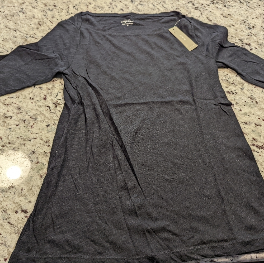 NWT Black J. Crew Boat Neck Vintage Cotton T, Sz S